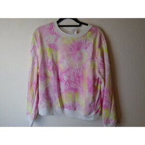NoBo XL (15-17) Lightweight Soft Sweatshirt Pink Lime Green Tie Dye